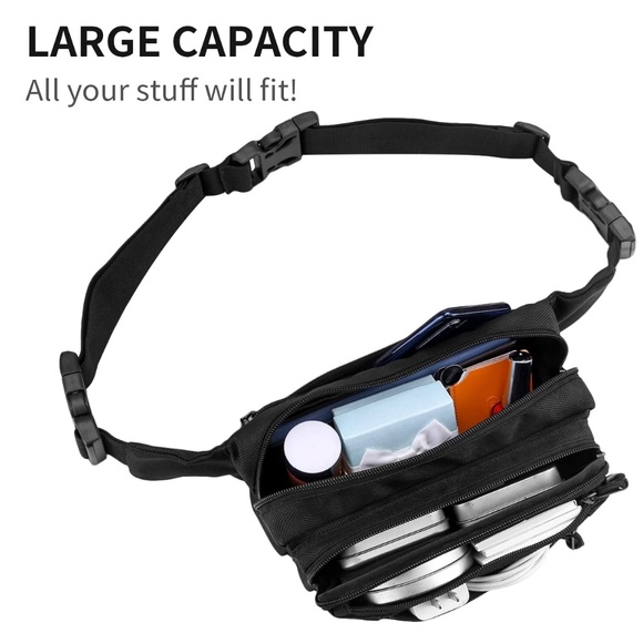 *NWT* Belt Bag Fanny Pack Crossbody Bag for Plus and Regular Size Unisex Black - Picture 3 of 10